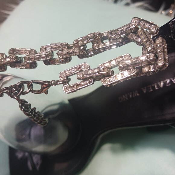 AZELEA WANG Ankle Wrap Chain Link Baguette's fluted heels size 8.5 - Picture 9 of 9